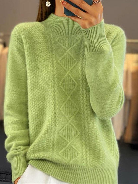 Stylish Half-high Neck Twisted Thickened Sweater