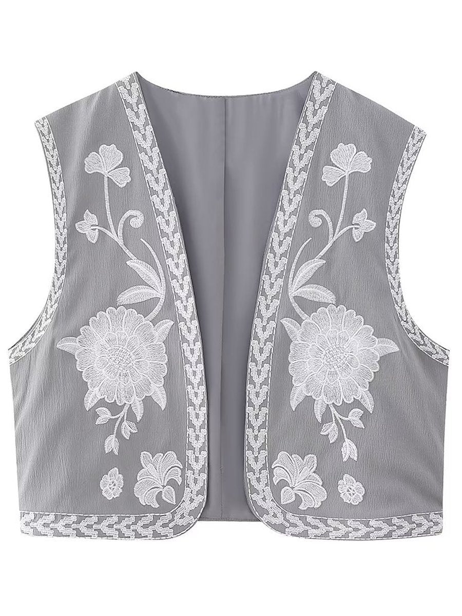 Floral Embroidered Vest