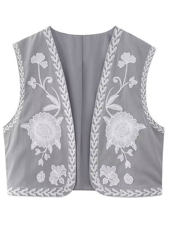 Floral Embroidered Vest