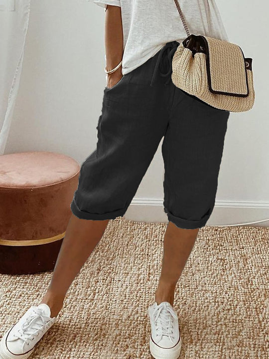 Cotton Linen Pocket Casual Shorts