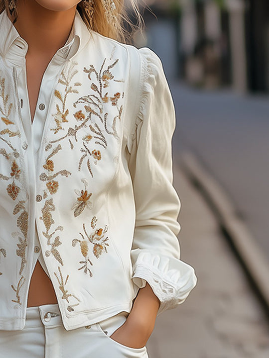 Ivory Elegance Embroidered Shirts