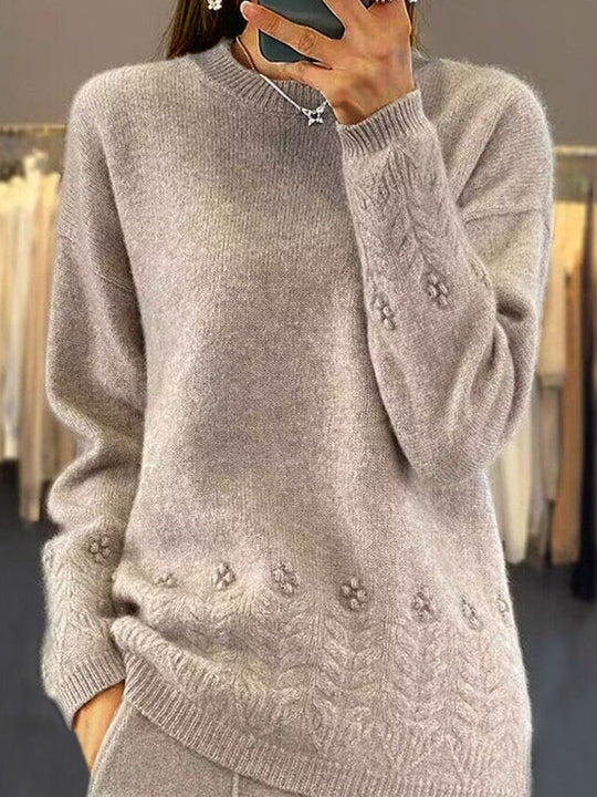 Round Neck Vintage Crochet Sweater