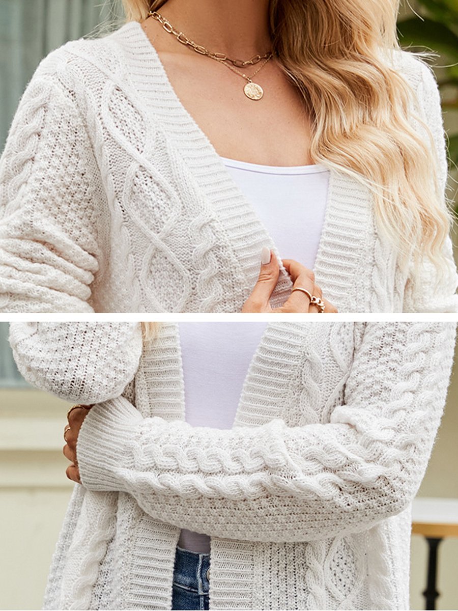 Cable Knit V-Neck Cardigan