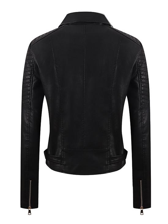 Chic Suit Collar Slim Fit Biker Leatehr Jacket