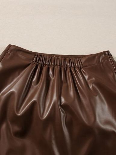 Chic Bow Decoration High-waisted Leather Skirt