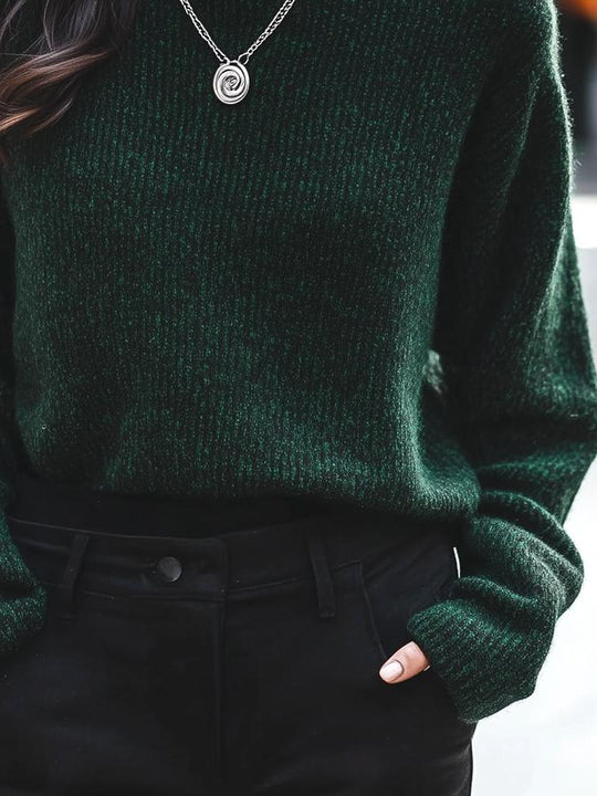 Chic Turtleneck Ribbed Knited Pullover Sweater