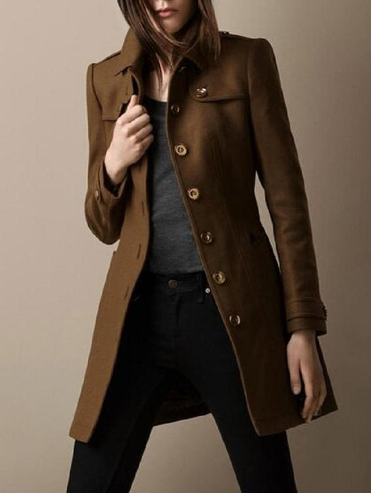 Elegant Lapel Mid-length Woolen Trench Coat