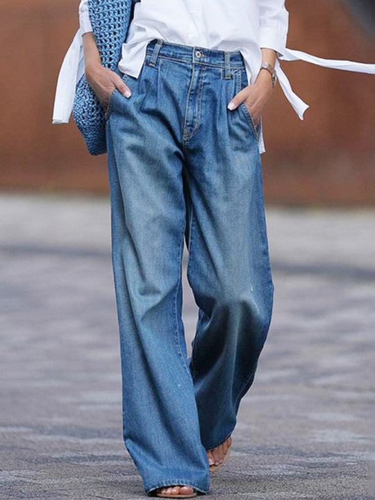 Retro High Waist Wide Leg Loose Denim Pant