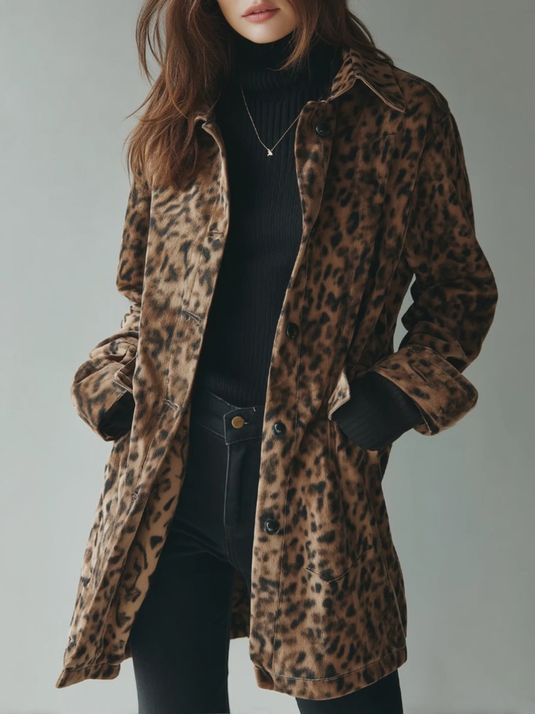 Vintage Leopard Print Eco-suede Jacket